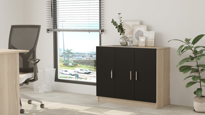 Hanah Home Armario Multiusos Vo5-Ob Roble y Negro